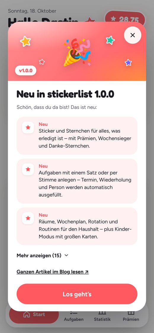 Nach dem Update: das Wichtigste auf einen Blick.