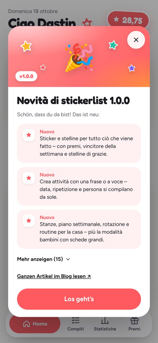 Dopo l’aggiornamento: l’essenziale a colpo d’occhio.