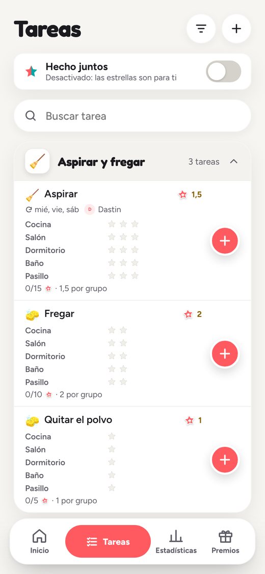 A la izquierda, el inicio con el plan de hoy; a la derecha, todas las tareas con los stickers de la semana.