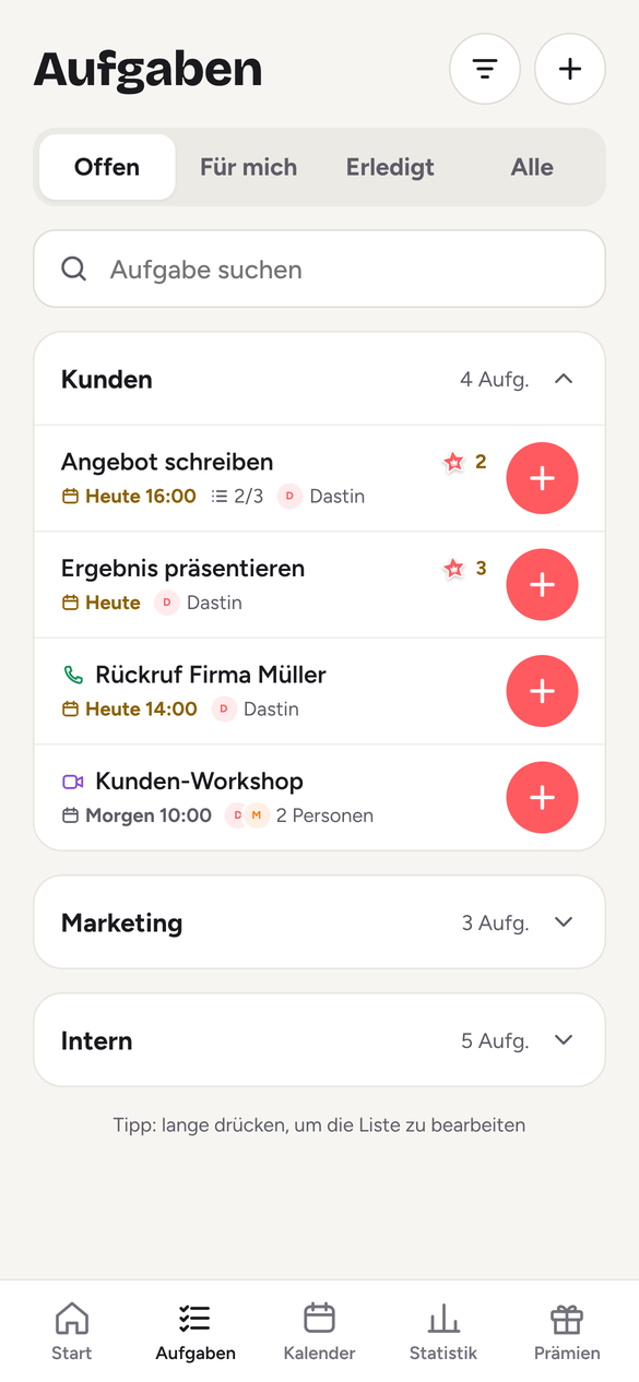 To-dos fürs Team