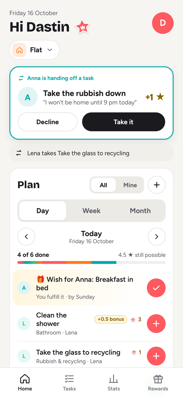 Start: your day and your stars